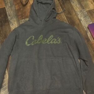 Cabela's Men's Charcoal Hoodie with Green Logo